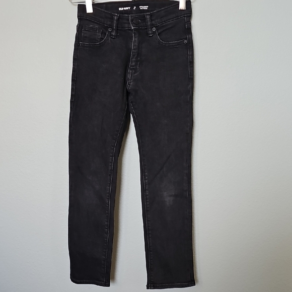 Old Navy Boy's 10 Slim Straight Built in Flex Adjustable Waist Black Jeans - Picture 1 of 8